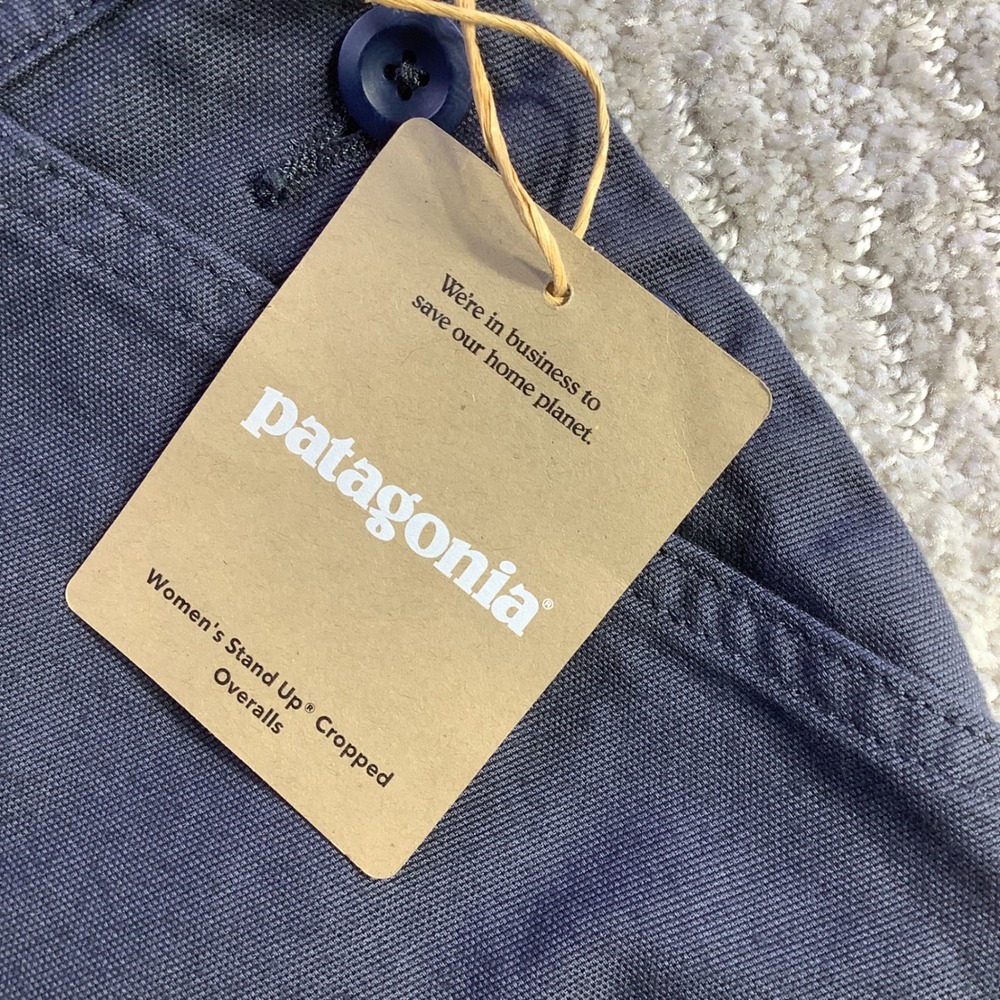 Patagonia Womens Stand Up Cropped Overalls Smolder Blue Size 4 NWT - Picture 4 of 13
